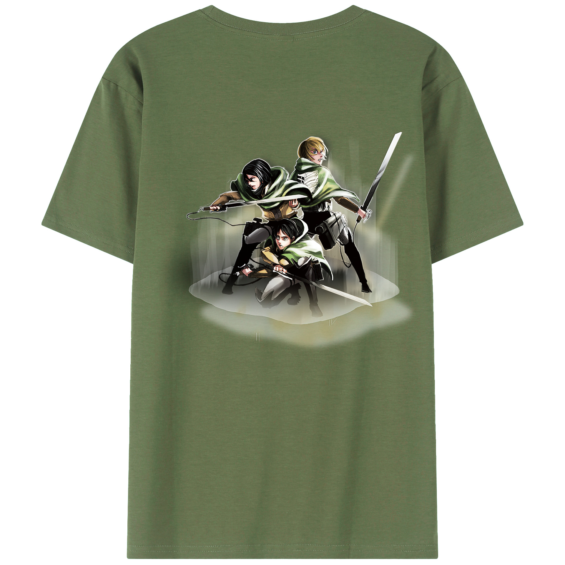 （画像用） 進撃の巨人 Attack on Titan 綿100％ メンズ半袖Tシャツ（バックプリント） 通気性